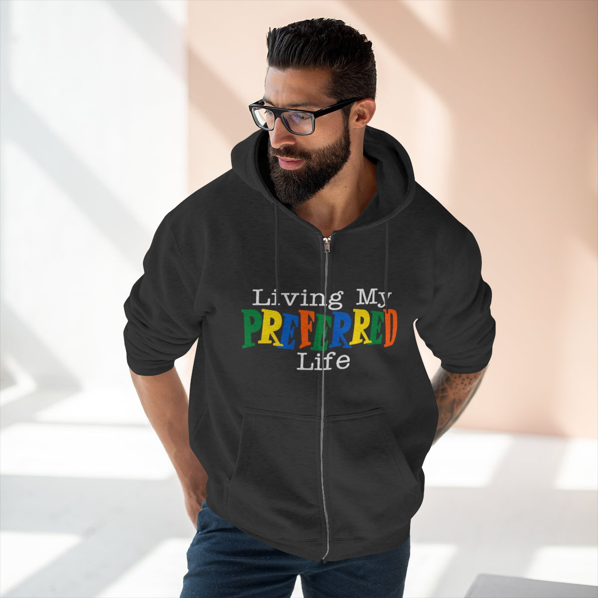 Client's Living My Preferred Life - Unisex Premium Full Zip Hoodie