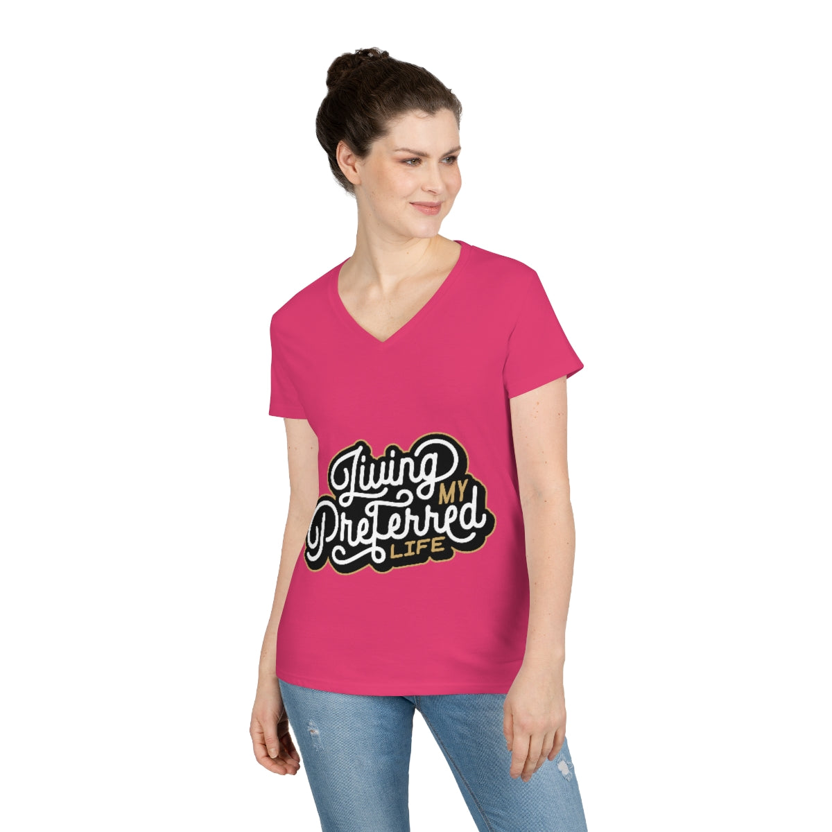 Client's Living My Preferred Life - Ladies' V-Neck T-Shirt